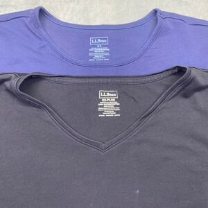 L.L. Bean Women's 2X Plus Blue Purple Long‎ Sleeve Supima Cotton T-Shirts Bundle